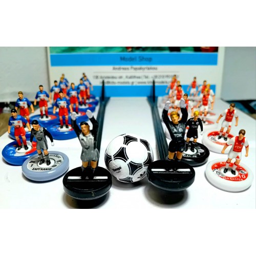 Subbuteo Andrew Table Soccer Olympiacos-Ajax 2-0 Champions Cup game 1983-84 season on RSB Professional bases